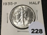 1935 Walking Liberty Half, BU