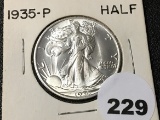 1935 Walking Liberty Half, BU