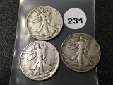 (3) 1935 Walking Liberty Half Dollars