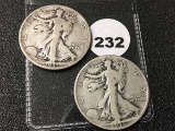 (2) 1935-D Walking Liberty Half Dollars