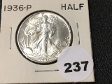 1936 Walking Liberty Half, BU