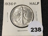 1936 Walking Liberty Half, UNC
