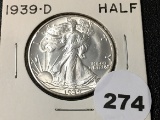 1939-D Walking Liberty Half, BU
