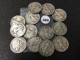(13) 1939 P & D Walking Liberty Half Dollar, Mixed Mint