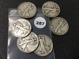 (6) 1940-S Walking Liberty Half Dollars