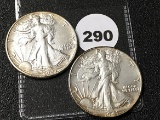 (2) 1941 Walking Liberty Half