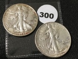 (2) 1941-S Walking Liberty Half