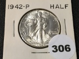 1942 Walking Liberty Half, BU
