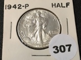 1942 Walking Liberty Half, UNC