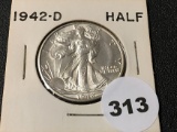1942-D Walking Liberty Half, BU