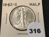 1942-S Walking Liberty Half, AU