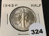 1943 Walking Liberty Half, BU