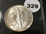 1943 Walking Liberty Half, UNC
