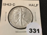 1943-D Walking Liberty Half, BU