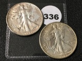 (2) 1943-S Walking Liberty Half Dollars
