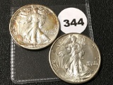 (2) 1944-S Walking Liberty Half, Dollars
