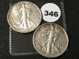 (2) 1944-S Walking Liberty Half, Dollars