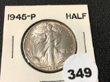 1945 Walking Liberty Half, BU