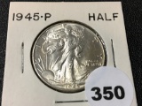 1945 Walking Liberty Half, BU