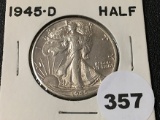 1945-D Walking Liberty Half, AU
