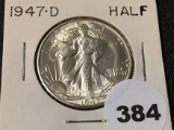 1947-D Walking Liberty Half, BU