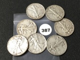 (7) 1947 P & D Walking Liberty Half Dollars