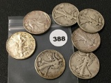 (7) 1947 P & D Walking Liberty Half Dollars