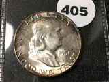 1951 Franklin Half, UNC, Toned