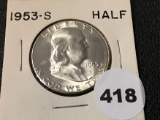 1953-S Franklin Half, BU