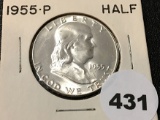 1955 Franklin Half, BU