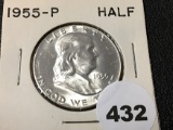1955 Franklin Half, BU