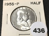1955 Franklin Half, UNC