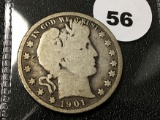 1901-O Barber Half