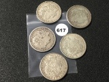 5 X $ 1921-S Morgan Dollars
