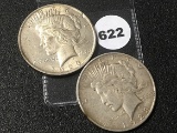 2 X $ 1923 Peace Dollars