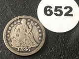 1847 Seated Dime