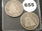 (2) 1877 CC Seated Quarters
