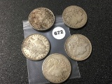 5 X $ (3) 1921, (2) 21-S Morgan Dollars