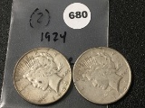 2 X $ 1924-S Peace Dollars