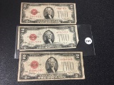 (2) 1928-D, 28 E (Red) $2 Legal Tender, Circulated