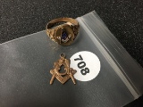 Vintage Masonic Ring & Charm