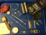 Assorted Vintage Watches, Tie Clips, Coin Holder, etc