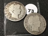 (2) 1907, 07-S Barber Half Dollars