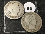(2) 1909, 09-S Barber Half Dollars
