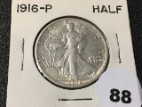 1916 Walking Liberty Half, Lightly Circulated