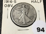 1916-S OBV Walking Liberty Half