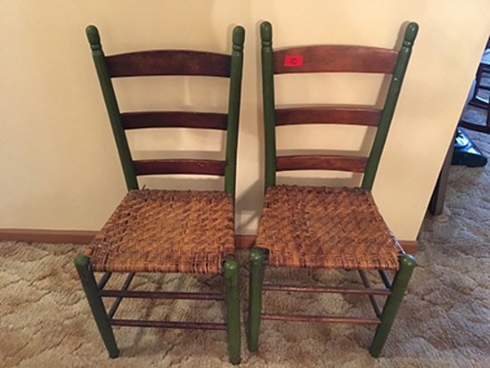 (2) Wicker Seat Ladder Back Chair