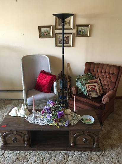 Lamp, Chairs, Coffee Table & Misc.