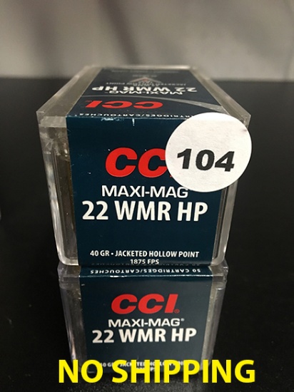 100 Rds, 22WMR HP, 40 gr