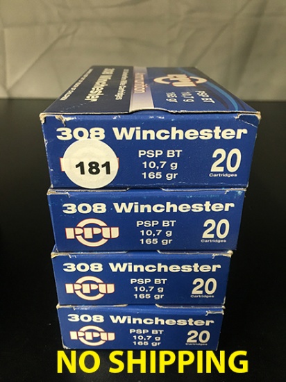 80 Rds, 308 Win, 165 gr